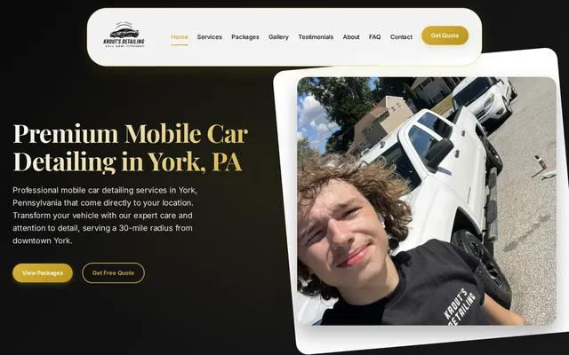 Screenshot of the Krouts Detailing website